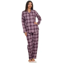 Creative by Normann NORMANN Flanell Pyjama Schlafanzug langarm Knopfleiste und Reverskragen - 50117 in beere | Gr.: 40-42