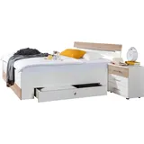 WIMEX Stauraumbett »Cheep« mit LED-Beleuchtung und Schubkästen weiß/struktureichefarben hell, , 74257019-0 180x200 cm