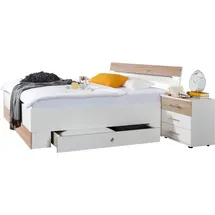 WIMEX Stauraumbett »Cheep« mit LED-Beleuchtung und Schubkästen weiß/struktureichefarben hell, , 74257019-0 180x200 cm