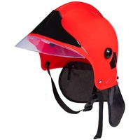 Boland 01411 - Feuerwehr-Helm, Rot-Schwarz, für Erwachsene, verstellbare Größe, mit Visier, Kostüm, Karneval, Mottoparty