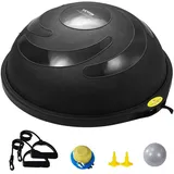 Vevor Halb-Gymnastikball-Trainer, 66 cm Balance-Ball-Trainer, 680 kg Tragkraft Stabilitätsball, Yoga-Ball mit Widerstandsbändern und Fußpumpe, Kraft-Fitnessball im Heim-Fitnessstudio, Schwarz