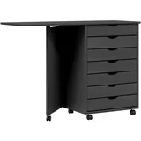 vidaXL Rollschrank mit Schreibtisch MOSS Grau Massivholz Kiefer