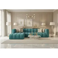 kaiser möbel Ecksofa L-Form GRAND 318 cm, stoff Salvador, Azurblau, Links - Blau
