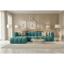 kaiser möbel Ecksofa L-Form GRAND 318 cm, stoff Salvador, Azurblau, Links - Blau