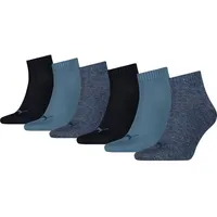 Puma Kurzsocken »UNISEX QUARTER PLAIN 6P ECOM«, (6 Paar), mit Logostickerei und Rippenbündchen PUMA blue combo