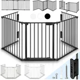 Kiduku - Kaminschutzgitter Baby Schwarz - 540 cm Länge Absperrgitter Ofenschutzgitter Laufstall Türschutzgitter