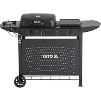 Yato Gasgrill 5kW, 2+2 Brenner, Stahl 28,5 x 50