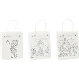 K3T 80018 Geschenk-/Ausmaltüte Weihnachten, 3er Packung, Größe: Mittel (HxBxT 23 x 18 x 10 cm)