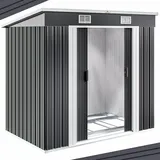 GARDEBRUK® L Metall Gerätehaus 2m2 mit Fundament 196x122x182cm Schiebetür Anthrazit Geräteschuppen Gartenhaus 4m3