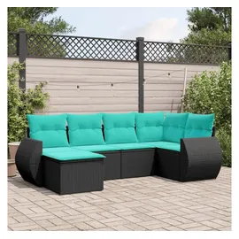 vidaXL Gartensofa-Set 6-tlg. blau/schwarz