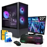 SYSTEMTREFF Gaming Komplett Set - Core i5-12500 - AMD Radeon RX 7600 8GB - 16GB DDR4 - 512GB NVMe - 27 Zoll TFT - Windows 11 Pro - Desktop PC