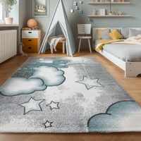 SIMPEX KinderTeppich, Bär-Design, Teppich Blau, 140 x 200 cm, Teppich für Kinder, Teppich Kinderzimmer