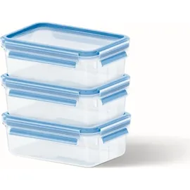 Emsa Clip & Close Frischhaltedose rechteckig, 1 L, mit Deckel, Aufbewahrungsbox, 100 Prozent dicht, spülmaschinen-, gefrier-, mikrowellenfest, Transparent, Blau,