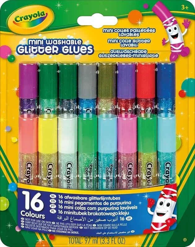 Crayola 16 Pipsqueak Glitter Glue 6ml x16 Set – Handarbeiten für Kinder