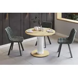 Design Esstisch Tisch HES-111 rund oval Hochglanz ausziehbar 100-148cm - Naturbelassen