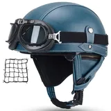 Halbschalenhelm mit ECE, Jethelm Retro, Chopper Helm, Retro Motorrad Helm, Scooter-Helm, Offenem Helm, mit Brille halbhelm Motorrad männer motorradhelm