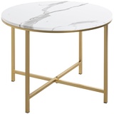 Haku-Möbel HAKU Möbel Beistelltisch, gold-weiß 60,0 x 60,0 x 45,0 cm