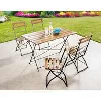 HC Garten & Freizeit Bistroset Outdoor-Klappstuhl-Set 5tlg., 4-Sitzer mit