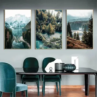 3er Moderne Poster Set, Natur Landschaft Bilder Wandbilder, Wandposter Wanddeko für Wohnzimmer & Schlafzimmer ohne Rahmen (40 x 50 cm)