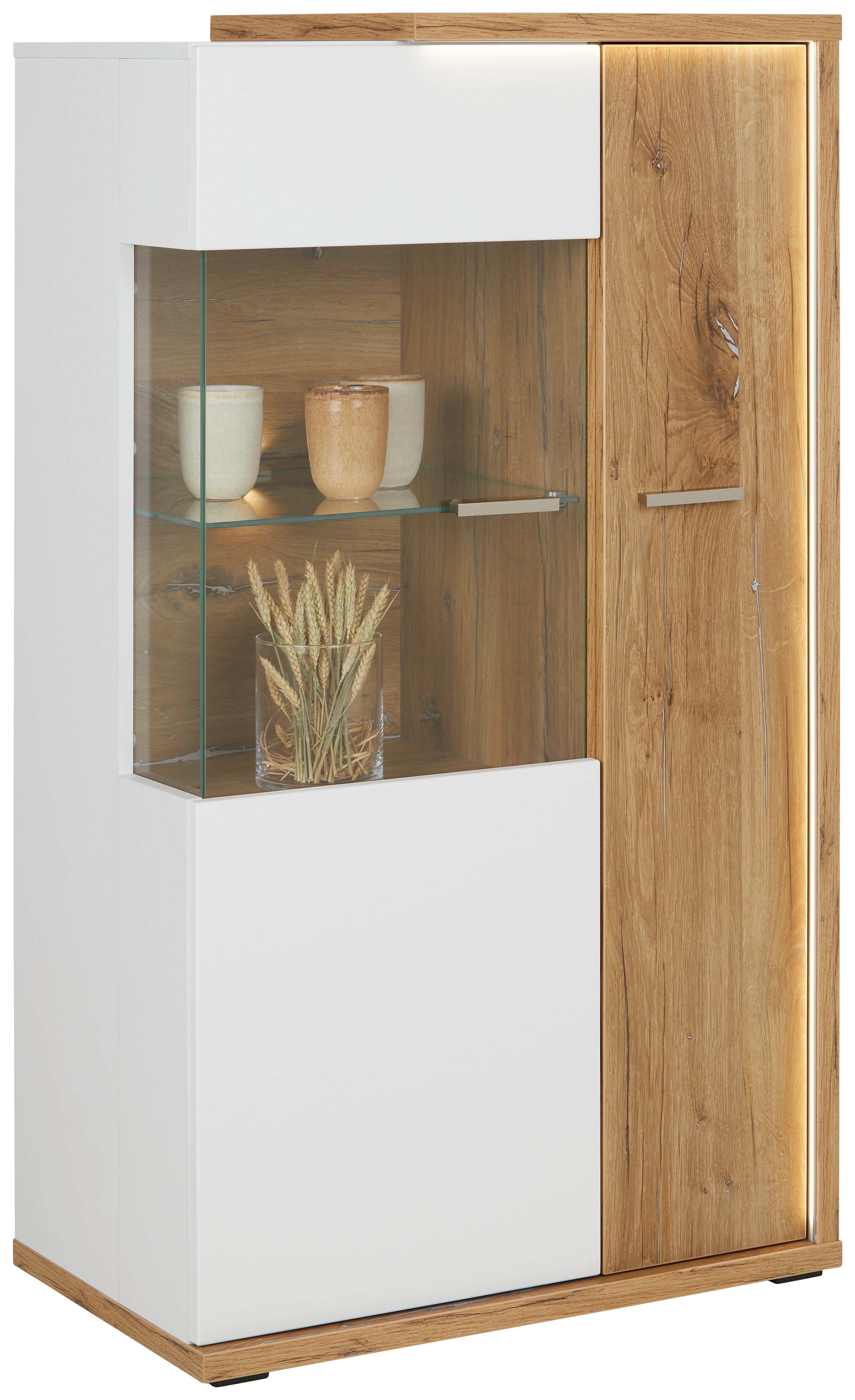 Highboard Ambiente in Weiß/Eichefarben