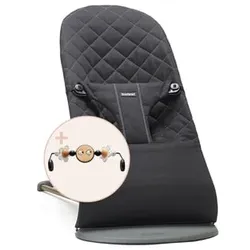 BABYBJÖRN Babywippe Bliss Schwarz mit Holzspielzeug