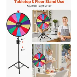 Vevor Glücksrad Drehrad 61 cm 14 Slots mit Stativ