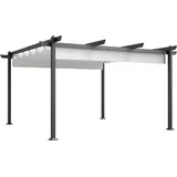 Outsunny Gazebo Pergola 4x4 m Pergolato con Telo Resistente Richiudibile Retrattile, Struttura in Aluminium, Pergola per Garten, Terrazza, Balkon, Veranda, Patio, Piscina e Esterno, Weiß   Aosom