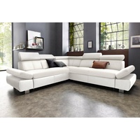 exxpo - sofa fashion Ecksofa »Happy, L-Form«, wahlweise mit Bettfunktion, weiß