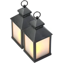 Lunartec 2er Pack LED-Laterne mit realistischem Flammenspiel und Timer