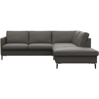 FLEXLUX Ecksofa »Fiore, L-Form«, schmale Armlehnen, Füße Alu/schwarz, B/T 234/225cm, Kaltschaum im Sitz grau