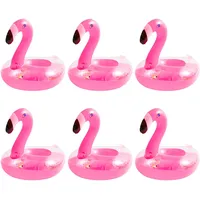 6 Pcs Flamingo Getränkehalter,Flamingo aufblasbare Getränkehalter Glitzer aufblasbare Tassenhalter Set,Flamingo Floating Getränke Halter für Erwachsene Kinder Schwimmbad Strand Bade (6)