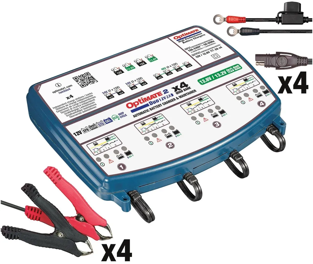 Tecmate Batterieladegerät Optimate 2 Duo 4 Ladeeinheiten