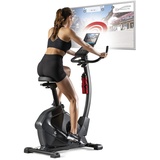 MAXXMEE FitEngine Heimtrainer Fahrrad Fitness Indoor Ergometer mit professionellem Aluminium-Schwungrad | 24 Widerstandsstufen, 28 Trainingsprogramme, Sportsattel, App-kompatibel | bis 120kg, 195cm Größe