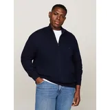 Tommy Hilfiger Big & Tall Cardigan "BT-PIMA ORG CTN CASHMERE ZTHRU-B", Herren, Gr. XXL, blau (desert sky), Strick, Obermaterial: 95% Baumwolle, 5% Kaschmir, TOMMY HILFIGER BIG & TALL, regular fit, Rippbündchen, Strickjacken