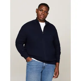 Tommy Hilfiger Big & Tall Cardigan "BT-PIMA ORG CTN CASHMERE ZTHRU-B", Herren, Gr. XXL, blau (desert sky), Strick, Obermaterial: 95% Baumwolle, 5% Kaschmir, TOMMY HILFIGER BIG & TALL, regular fit, Rippbündchen, Strickjacken