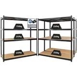 Proregal Mega Deal 3x Schwerlastregal Taurus XL mit TÜV/GS Zertifizierung HxBxT 180 x 160 x 60 cm Fachlast 250 kg Schwarz