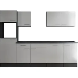 Respekta Küchenzeile 280 cm grau matt weiß