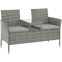 SVITA CHICAGO Rattan-Bank Garten-Bank Lounge Sitzecke Grau