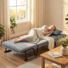 Homcom Schlafsessel 3 in 1 Chenille 67 x 96 x 73 cm Grau mit Kissen