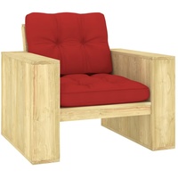 BESTE 2022© Outdoor-Stuhl Stilvollen mit robustem ,Gartenstuhl mit Roten Kissen Imprägniertes Kiefernholz Relaxsessel Armlehnstuhl mit Premium & ...