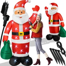 Kesser KESSER® Aufblasbarer Weihnachtsmann XXL LED beleuchtet inkl. Befestigungsmaterial Weihnachtsdekoration Weihnachtsdeko Figur geräuscharmes Gebläse, Nikolaus Santa witterungsbeständig IP44