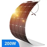 GLIESE Solarmodul Flexibel Solarpanel für Wohnmobile, Boote, Camping, 200 W, Monokristallin, (packung, 1-St., Flexible Solarmodul), biegsam (bis zu 30),Erweiterbar durch Serien- und Parallelschaltung