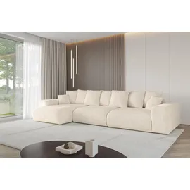 altdecor Ecksofa Cord mit Schlaffunktion 2-Sitzer Beige