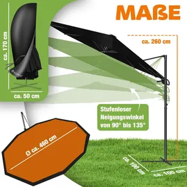 Kesser Doppelsonnenschirm 460 x 270 cm Schwarz