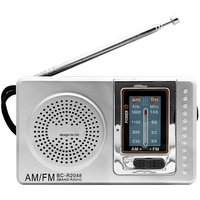 OcioDual Tragbarer Mini Radio BC-R2048 Taschenradio Reiseradio FM/AM Radio Design Antenne Empfanger Lautsprecher 3.5mm Klinke Grau