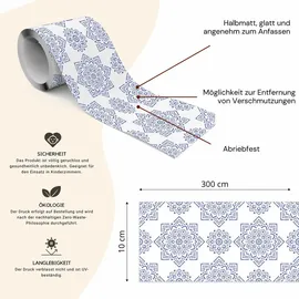 Muralo Tapetenbordüre Ornamente 10 cm 300 g Blau/Weiß 10x300