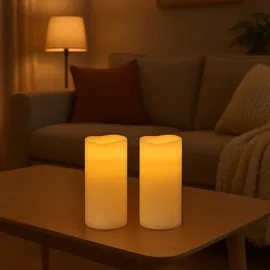 Relaxdays LED Kerze 24,5 cm 2 St. weiß