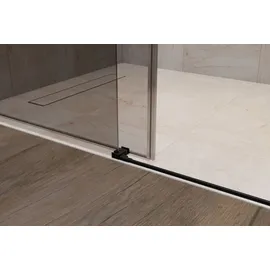 Bernstein Eckdusche mit Schiebetür NT806 flex Schwarz matt Nano Graues Glas 120x90 cm 6mm ESG-Sicherheitsglas