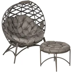 Outsunny Gartenstuhl-Set Stahl, Polyester, PP-Schaumstoff