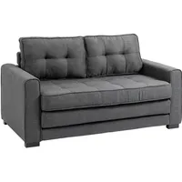 MODFU Schlafsofa 2-Sitzer Schlafsofa Grau, Leinen-Touch, Gummiholz, 147,5x75x85 cm, Klappsofa mit Schlaffunktion für Wohn- & Gästezimmer 1 Teile, Platzsparendes Bettsofa – ideal für kleine Räume & Übernachtungen grau